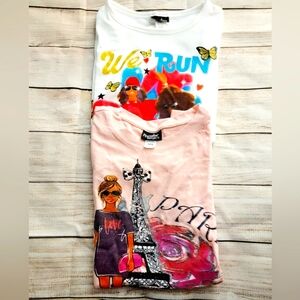 Set of 2 Popular Sports Girl's Graphic Tees